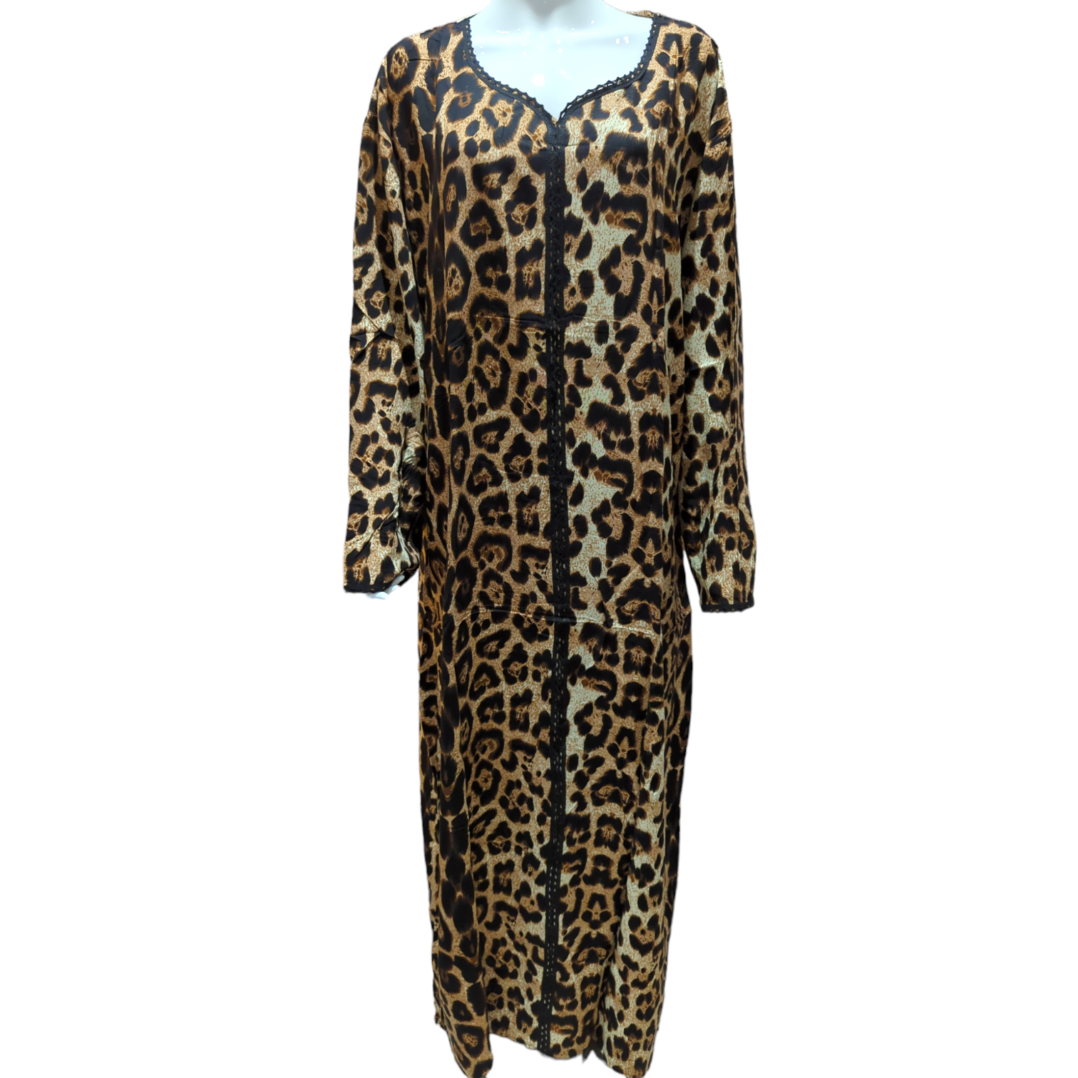 Leopard Shadow -  Long Sleeve PLUS SIZE maxi dress