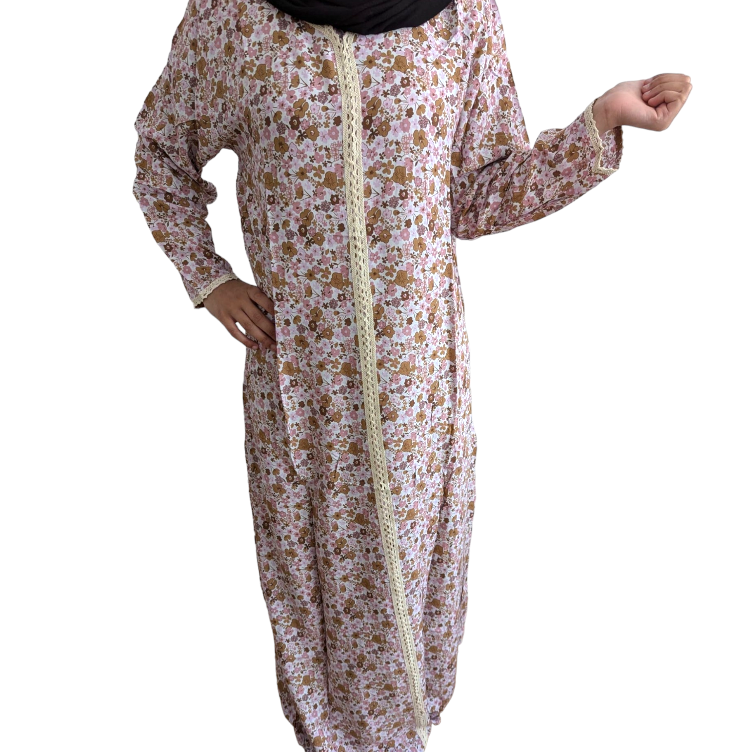 Pink Brown - Long Sleeve maxi dress