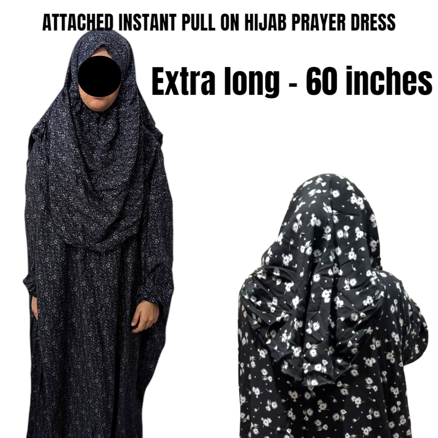 NEW Extra long length Instant Hijab Prayer dress with pockets