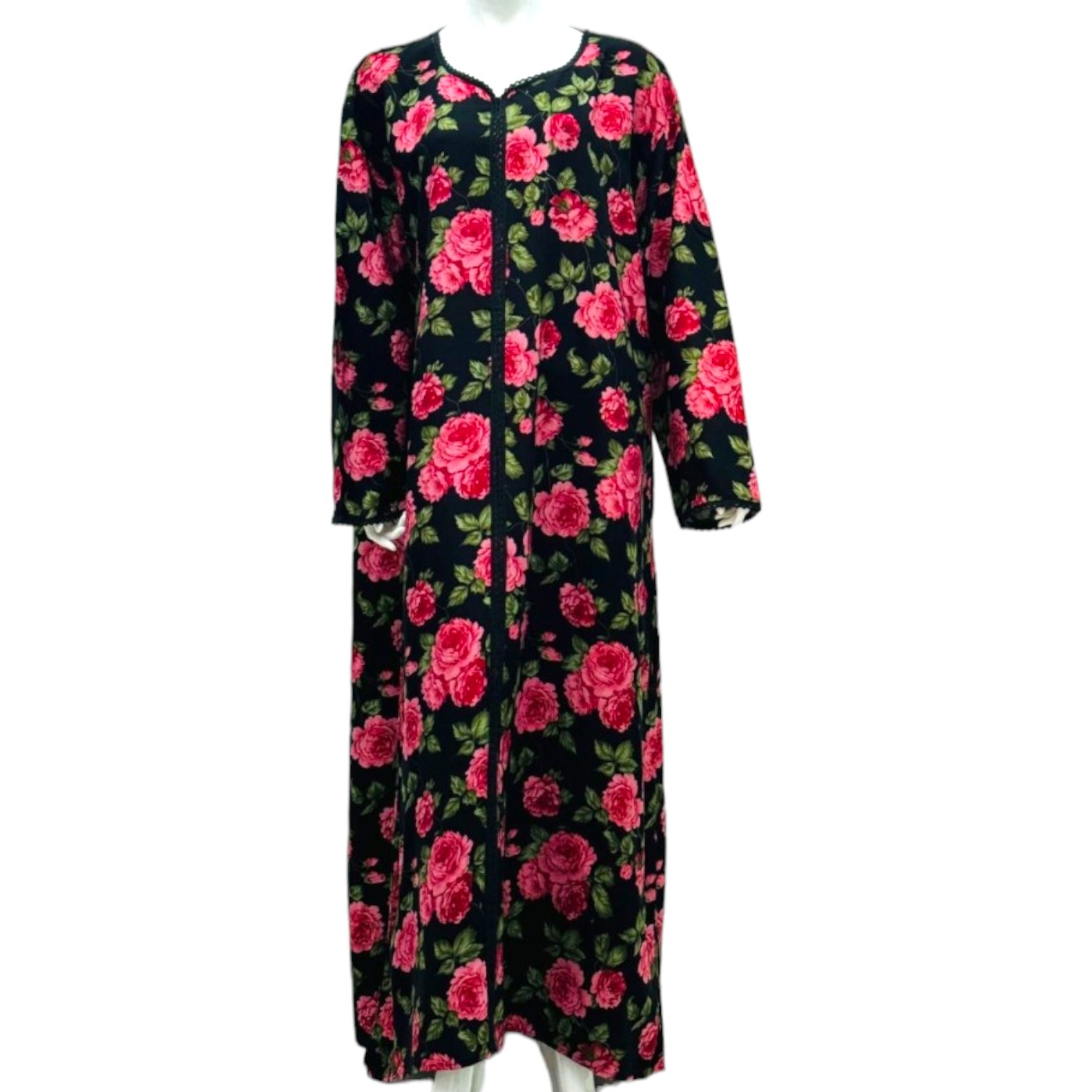 Peachy Black - Long Sleeve Plus Size maxi dress