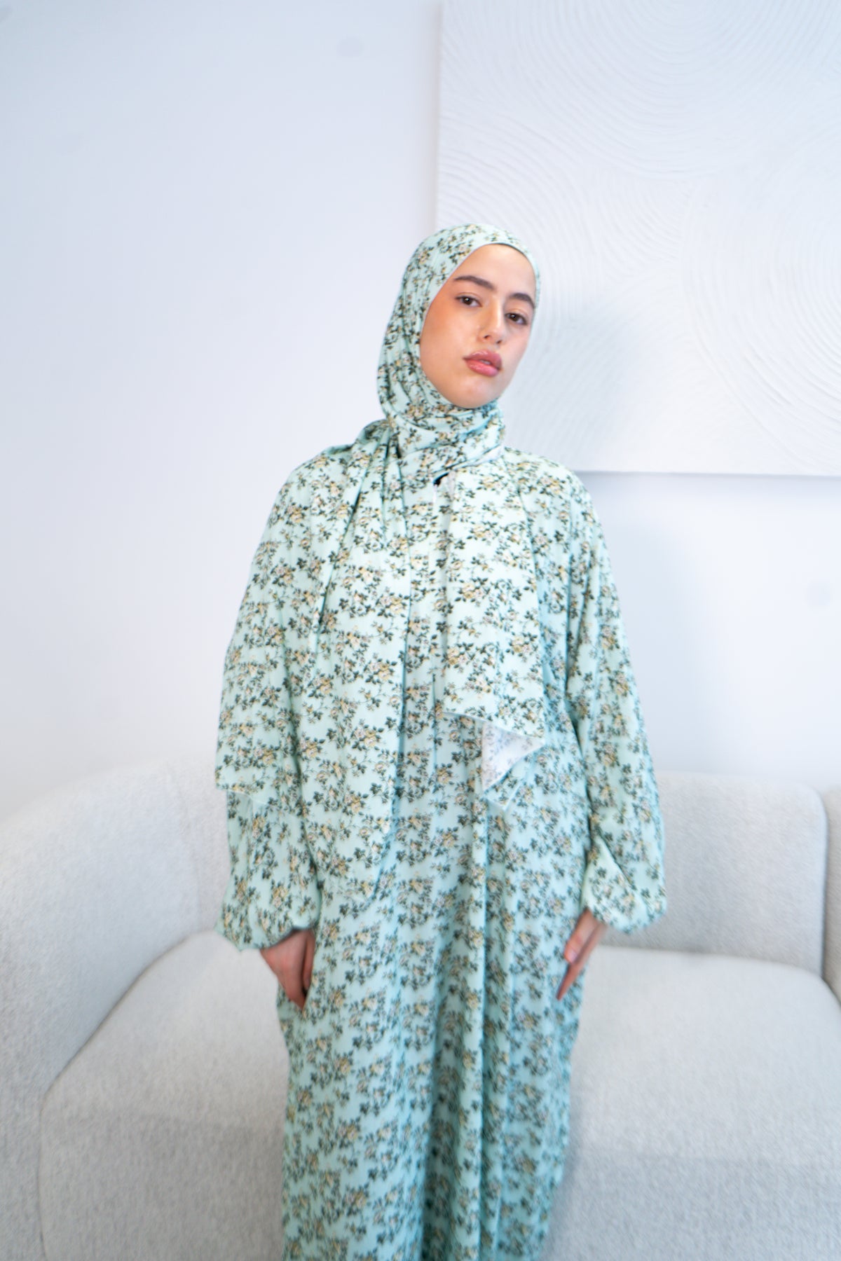 Short Length Prayer Dress with Attached Hijab & Pockets