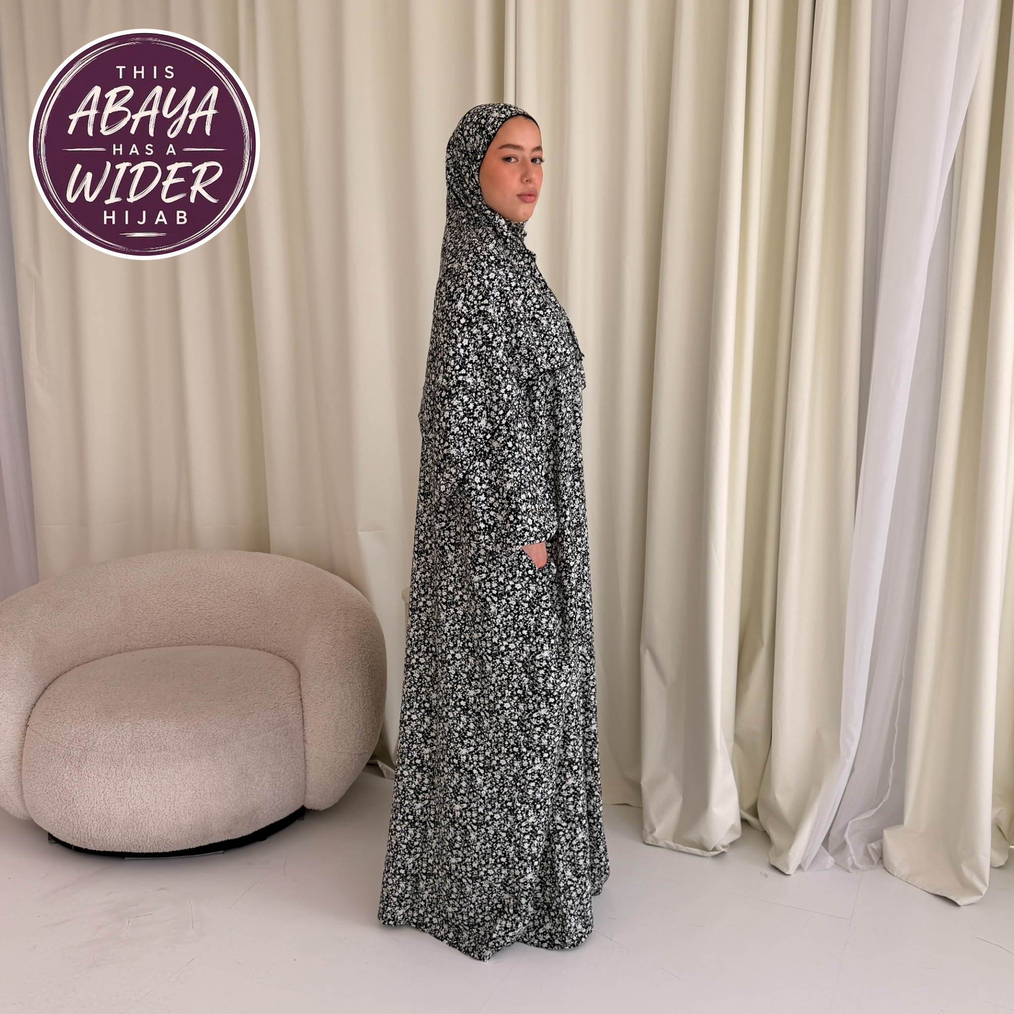 Short Length Prayer Dress with Attached Hijab & Pockets