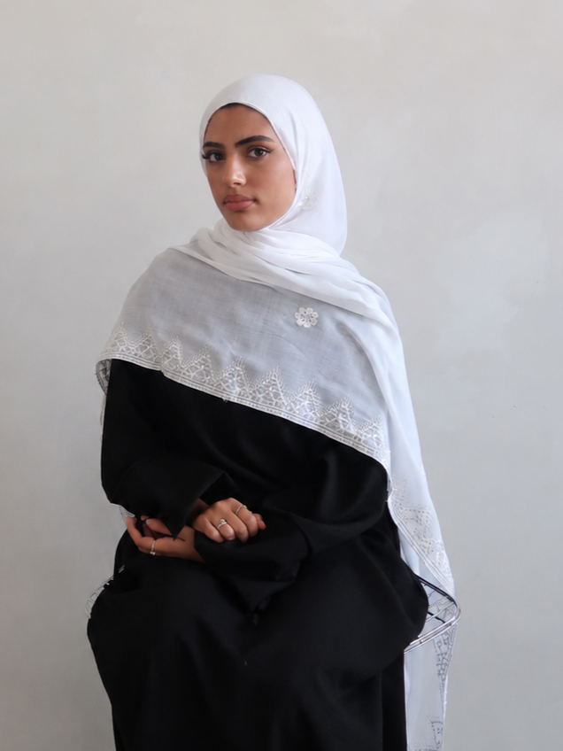 Luxury Turkish Embroidered Modal Hijab – Lightweight Large Premium Scarf