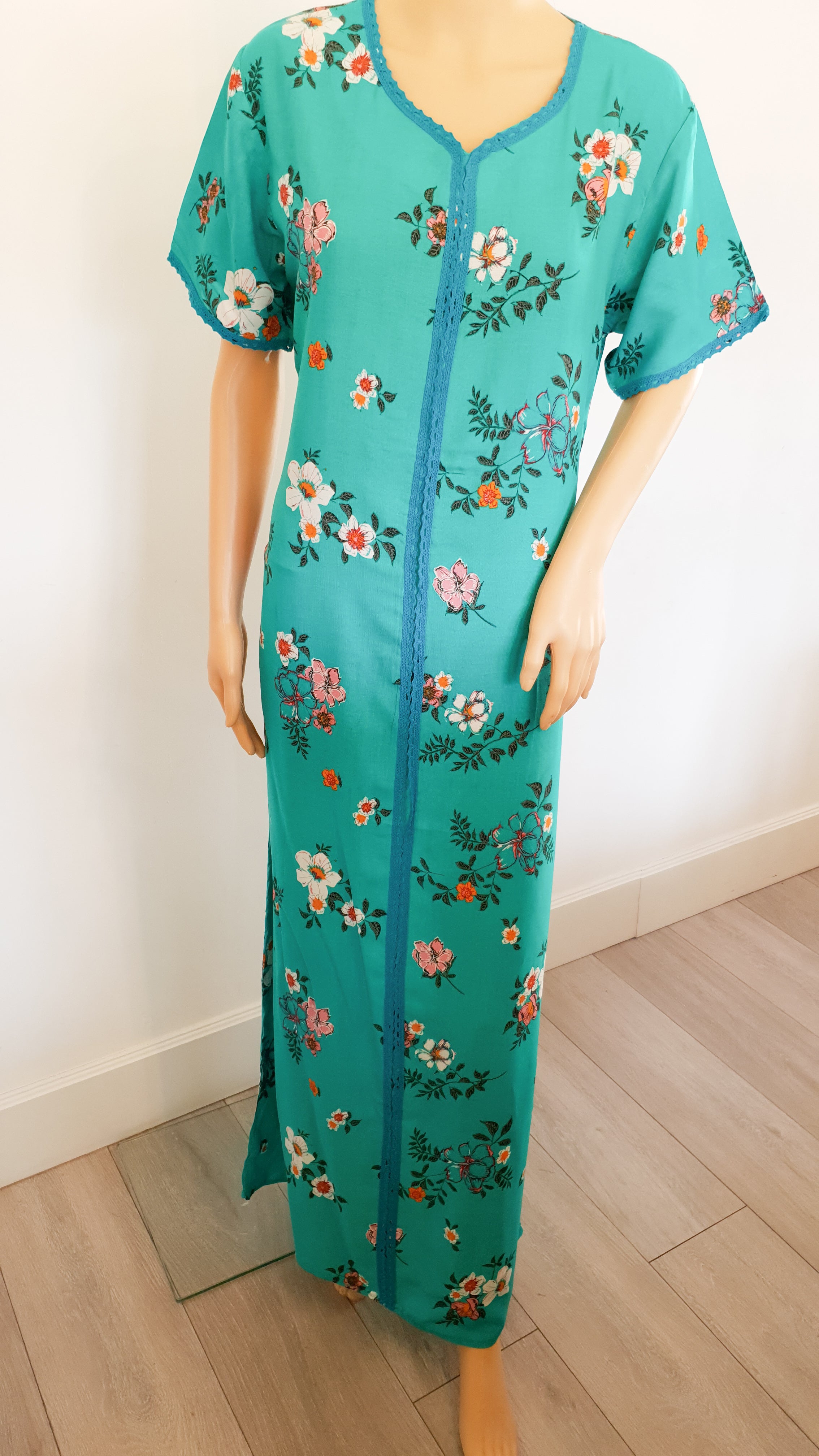 Ocean Flowers - Short Sleeve maxi dress