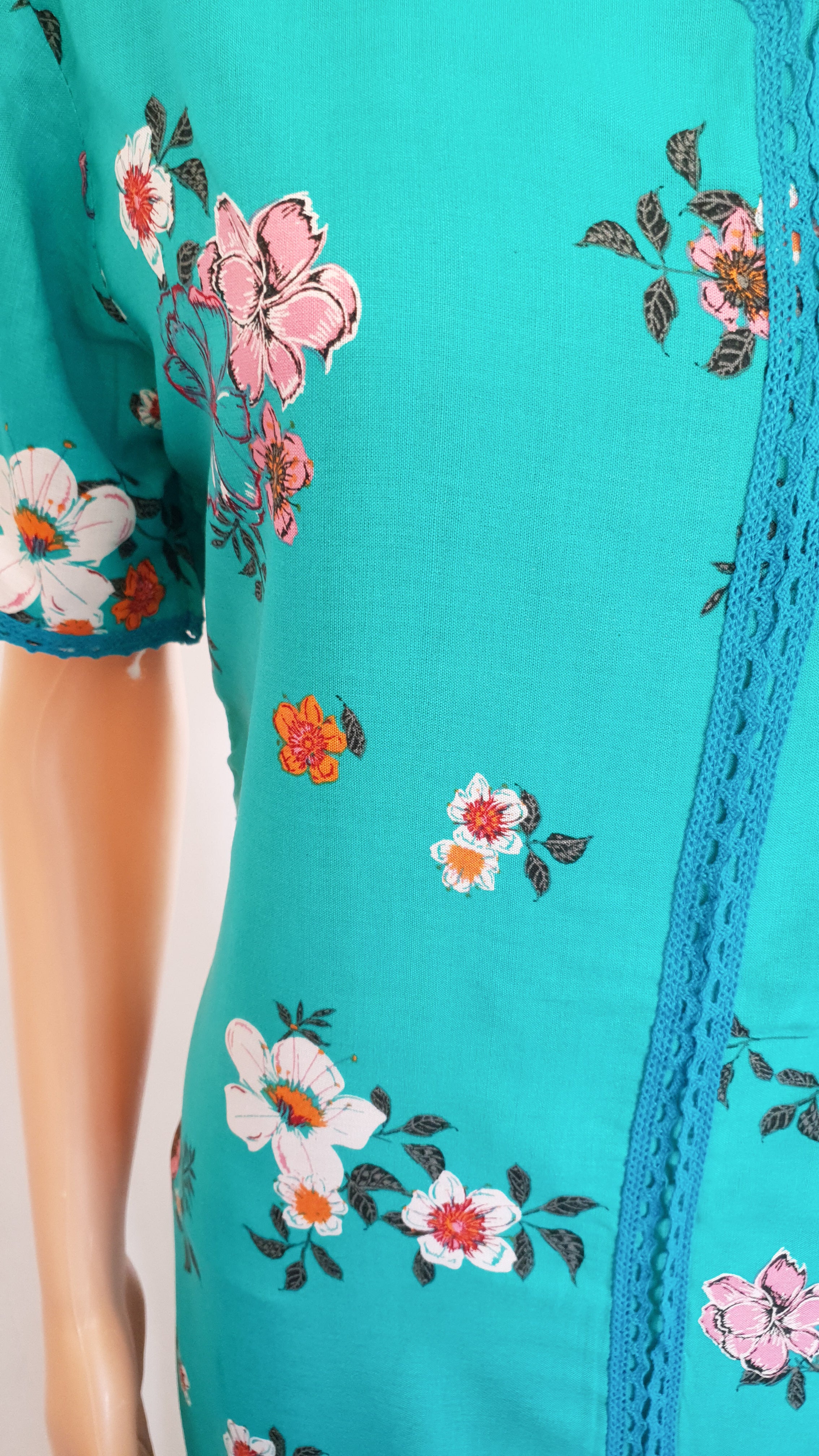 Ocean Flowers - Short Sleeve maxi dress