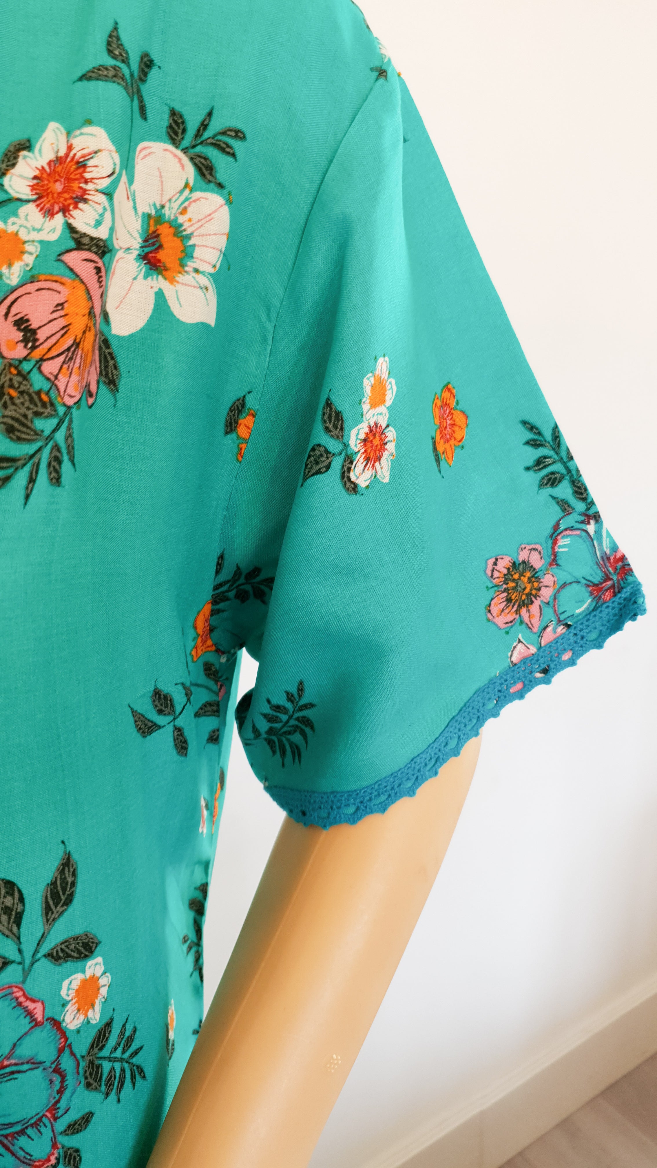 Ocean Flowers - Short Sleeve maxi dress