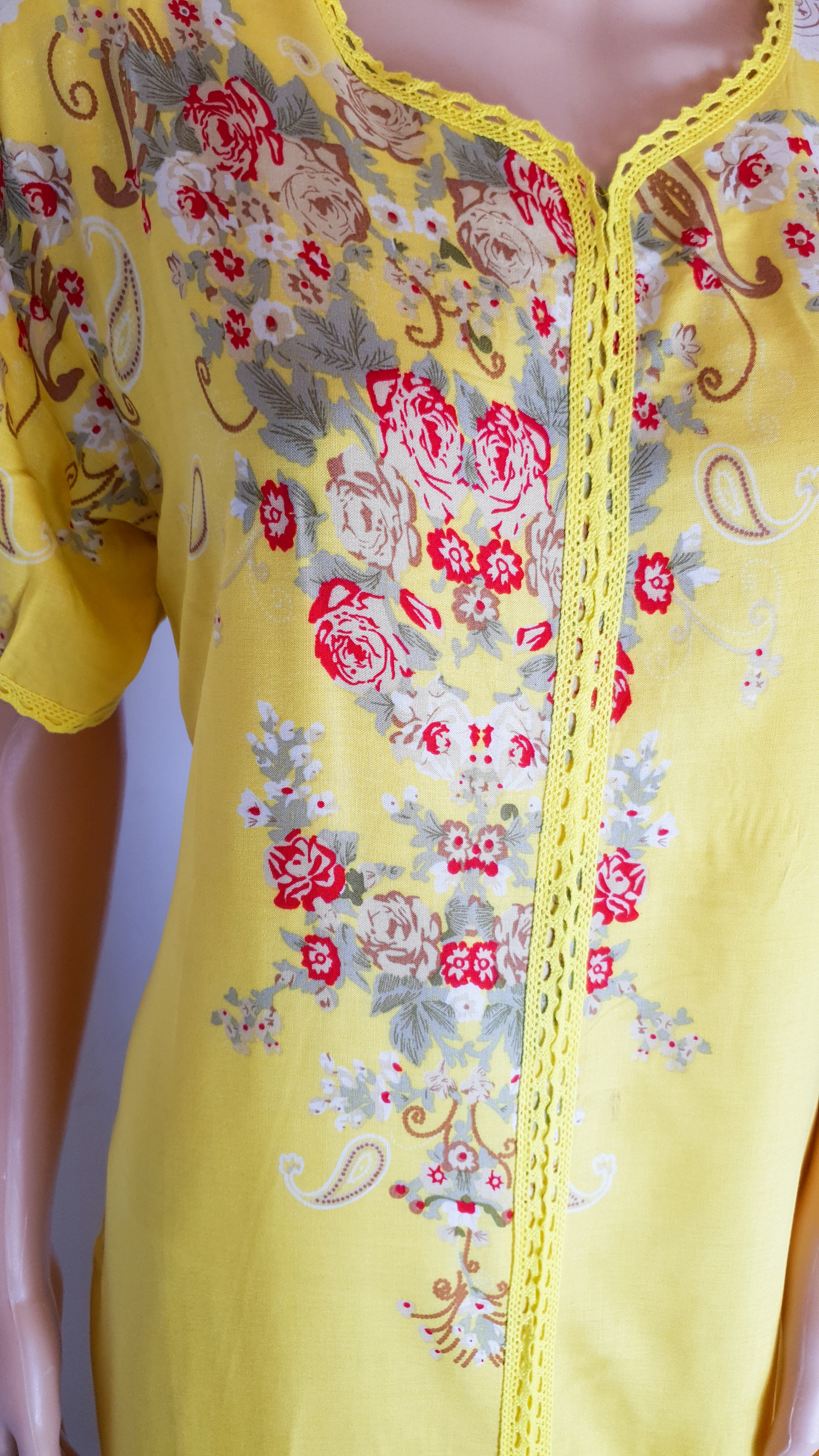 Yellow Kimono - Short Sleeve maxi dress