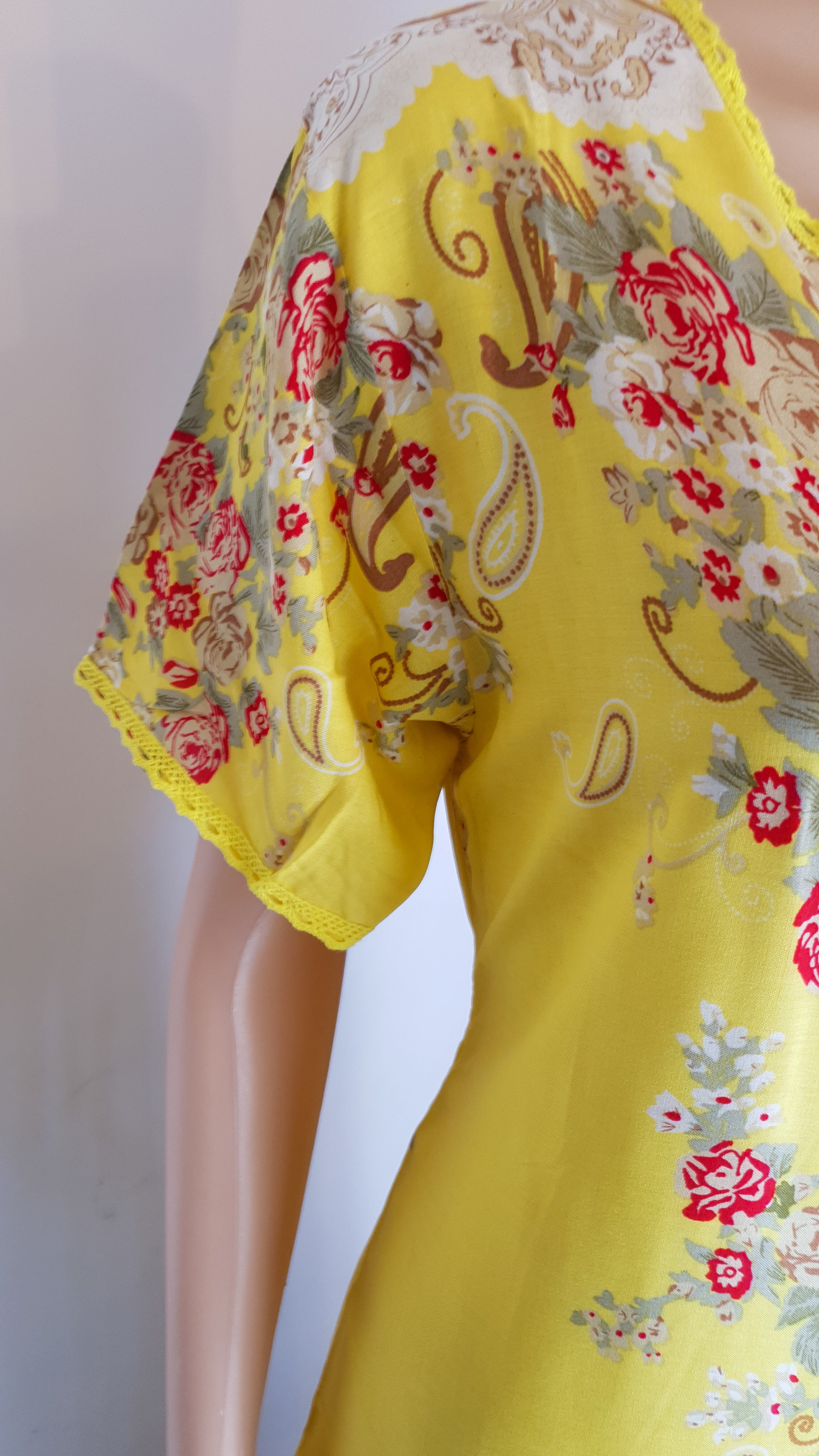 Yellow Kimono - Short Sleeve maxi dress