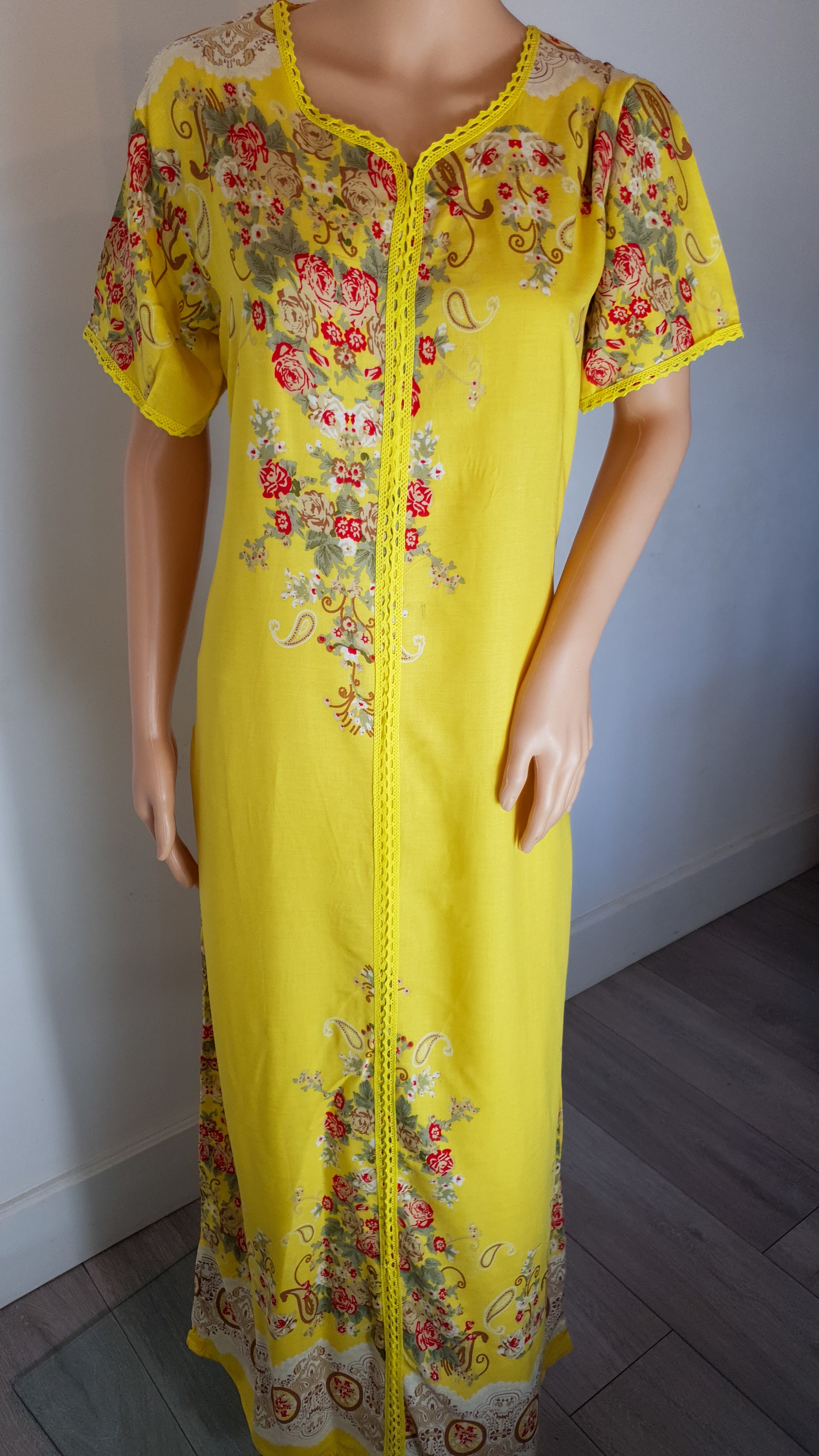 Yellow Kimono - Short Sleeve maxi dress