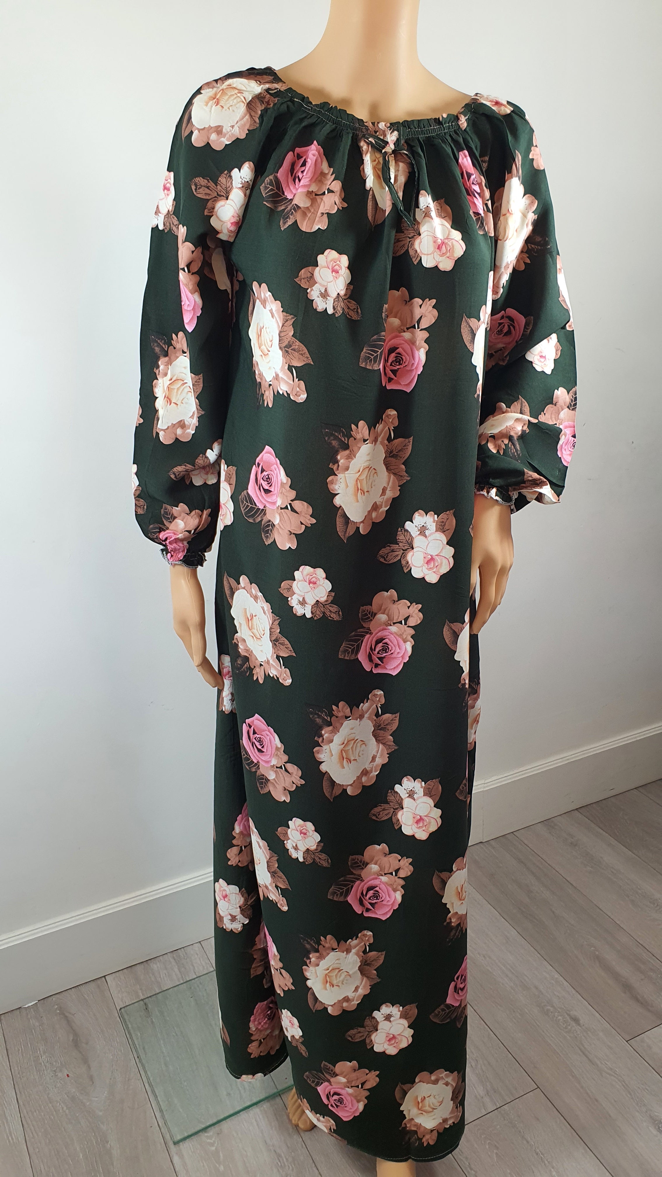 Deep Green  - Long Sleeve maxi dress