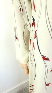 Red and White Floral - Long Sleeve maxi dress