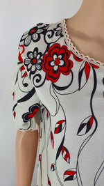 Load image into Gallery viewer, Red and White Floral - Short Sleeve maxi dress
