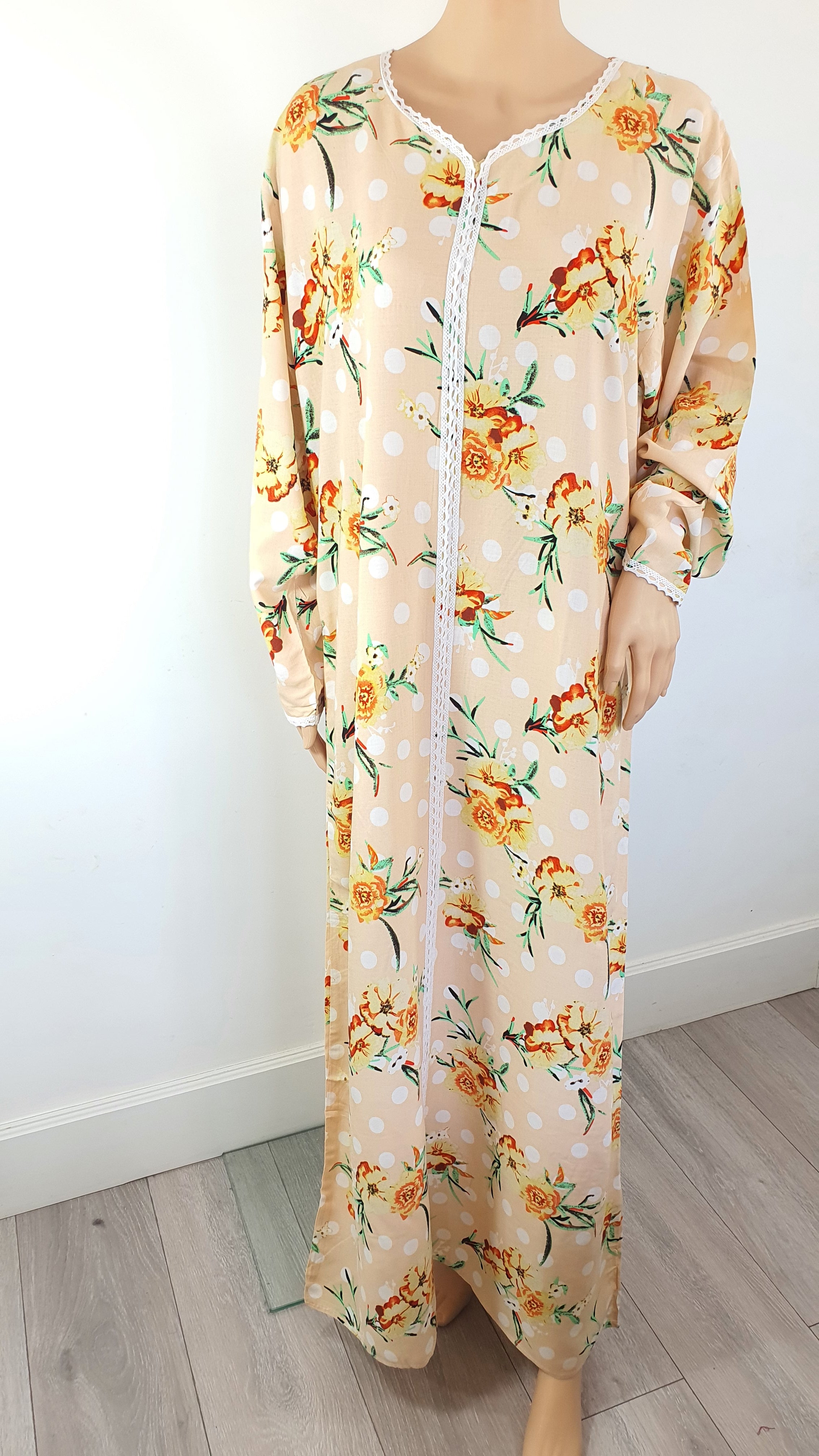 Peach Floral - Long Sleeve maxi dress