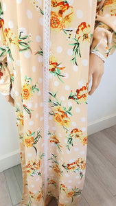 Peach Floral - Long Sleeve maxi dress