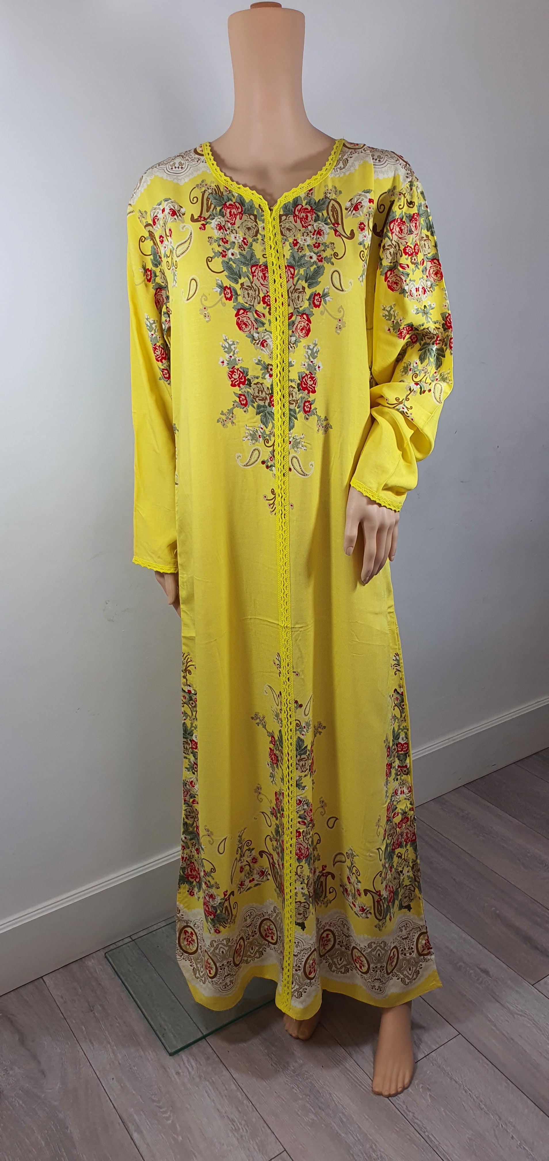 Yellow Kimono - Long Sleeve maxi dress