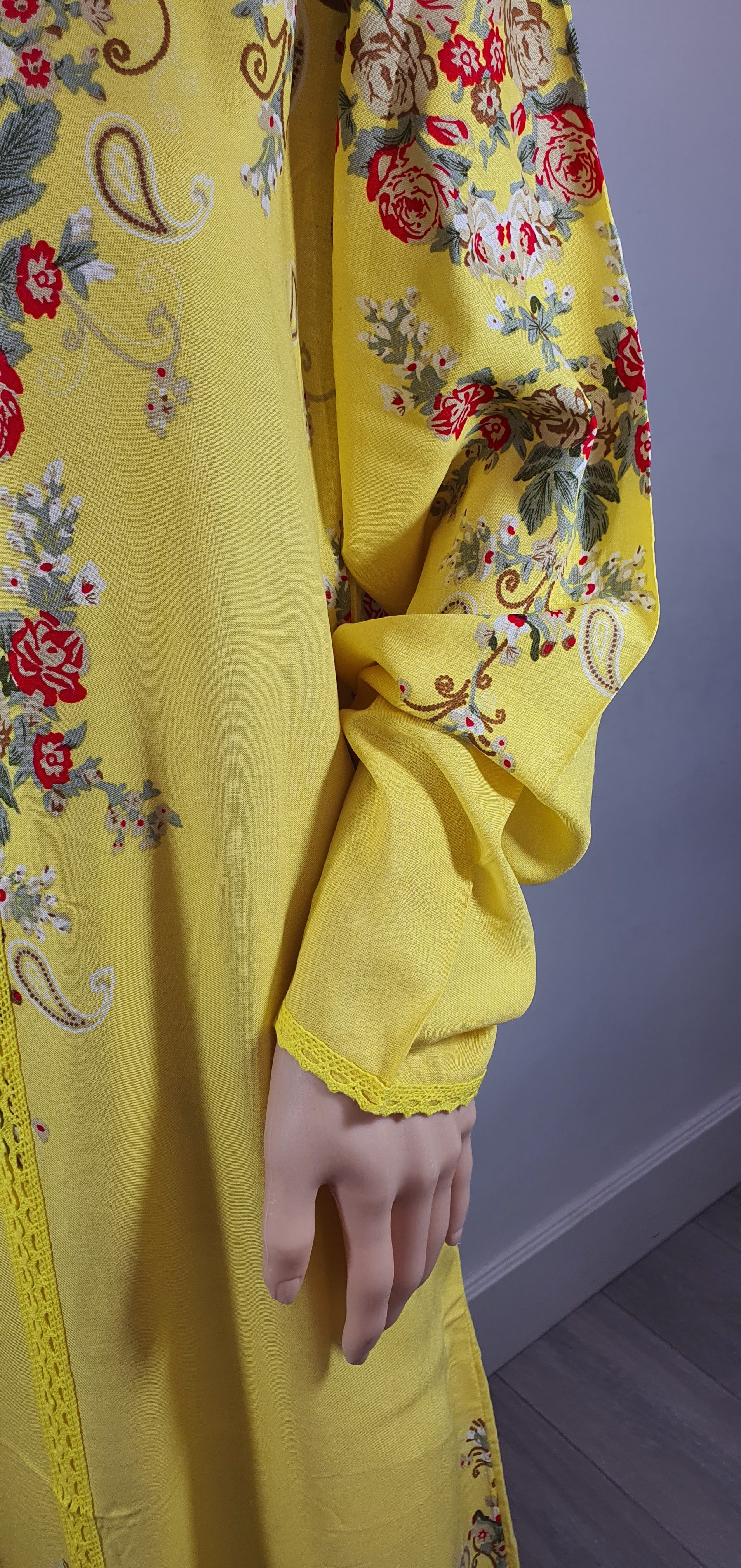 Yellow Kimono - Long Sleeve maxi dress