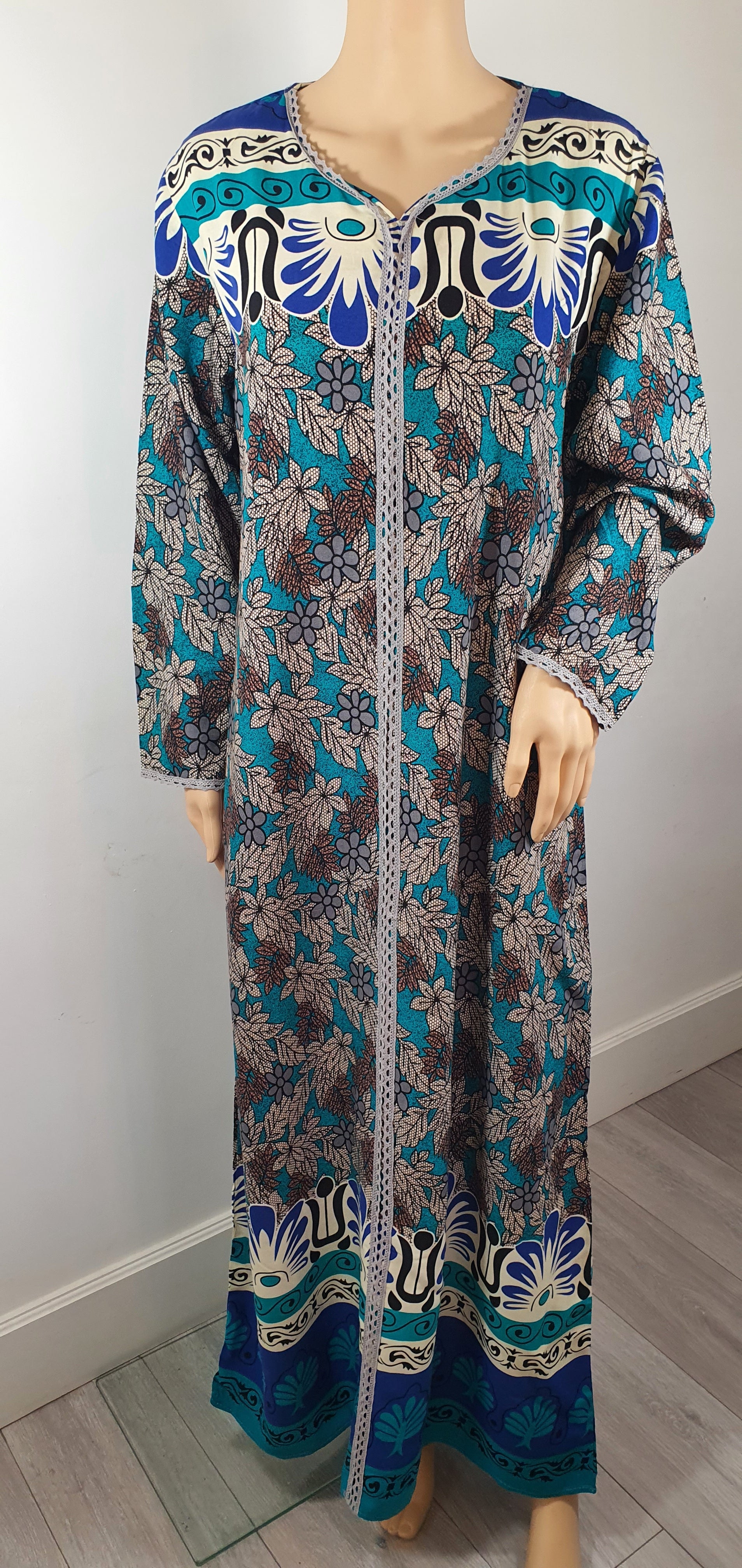 Blue And Green Fusion - Long Sleeve maxi dress