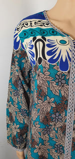 Load image into Gallery viewer, Blue And Green Fusion - Long Sleeve maxi dress
