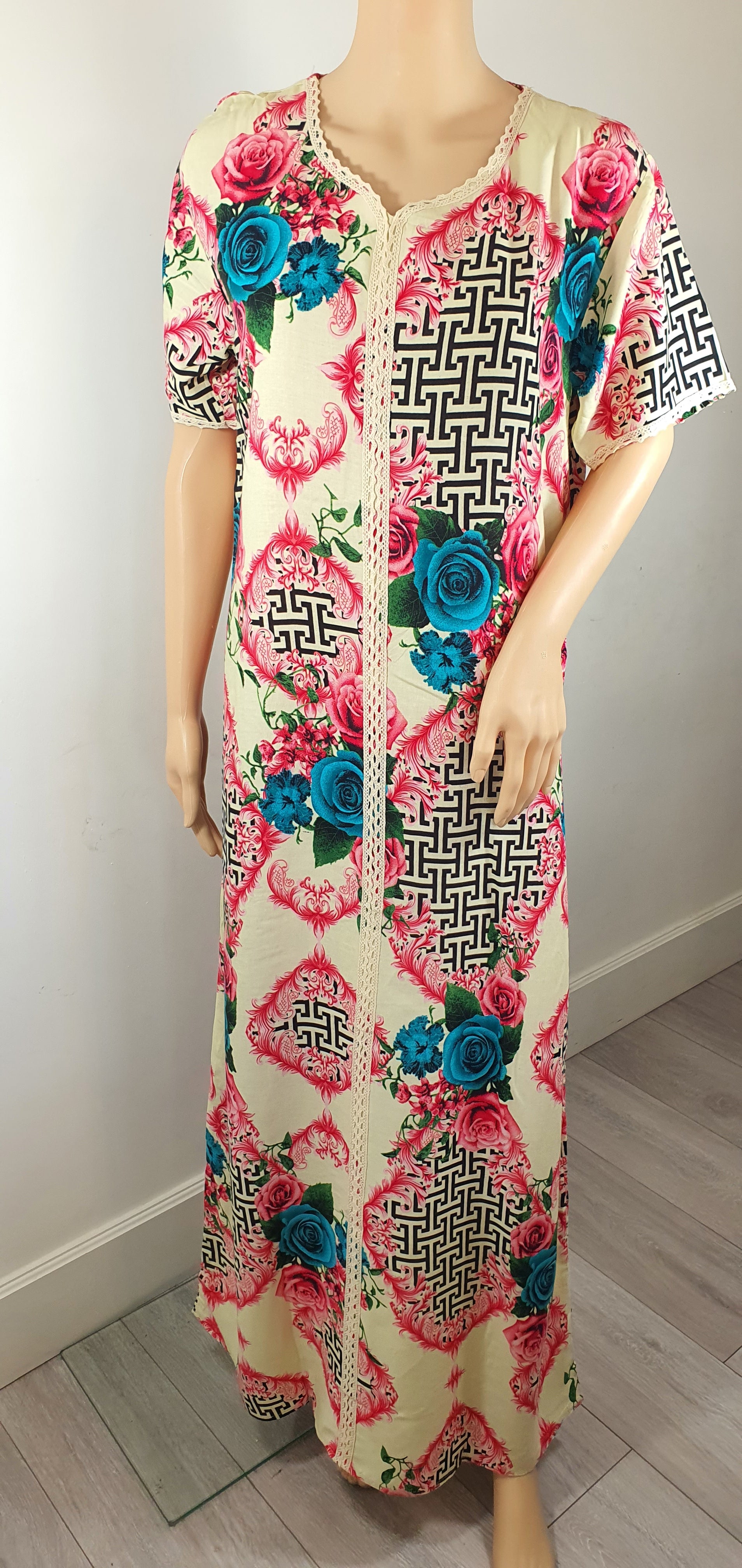 Japanese Flower - Short Sleeve maxi dress