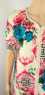 Load image into Gallery viewer, Japanese Flower - Short Sleeve maxi dress
