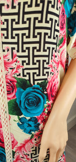 Load image into Gallery viewer, Japanese Flower - Short Sleeve maxi dress
