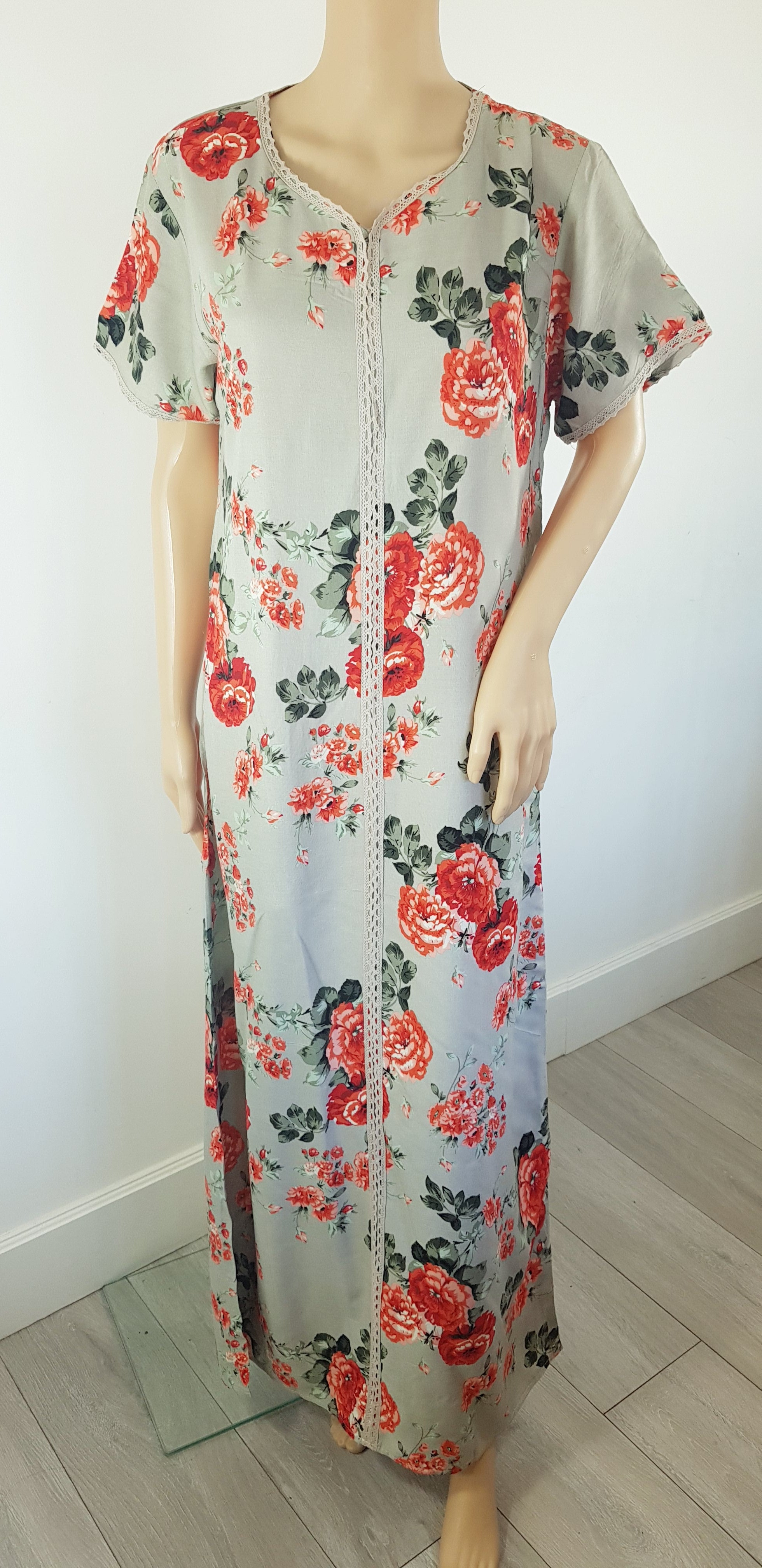 Peachy Roses - Short Sleeve maxi dress