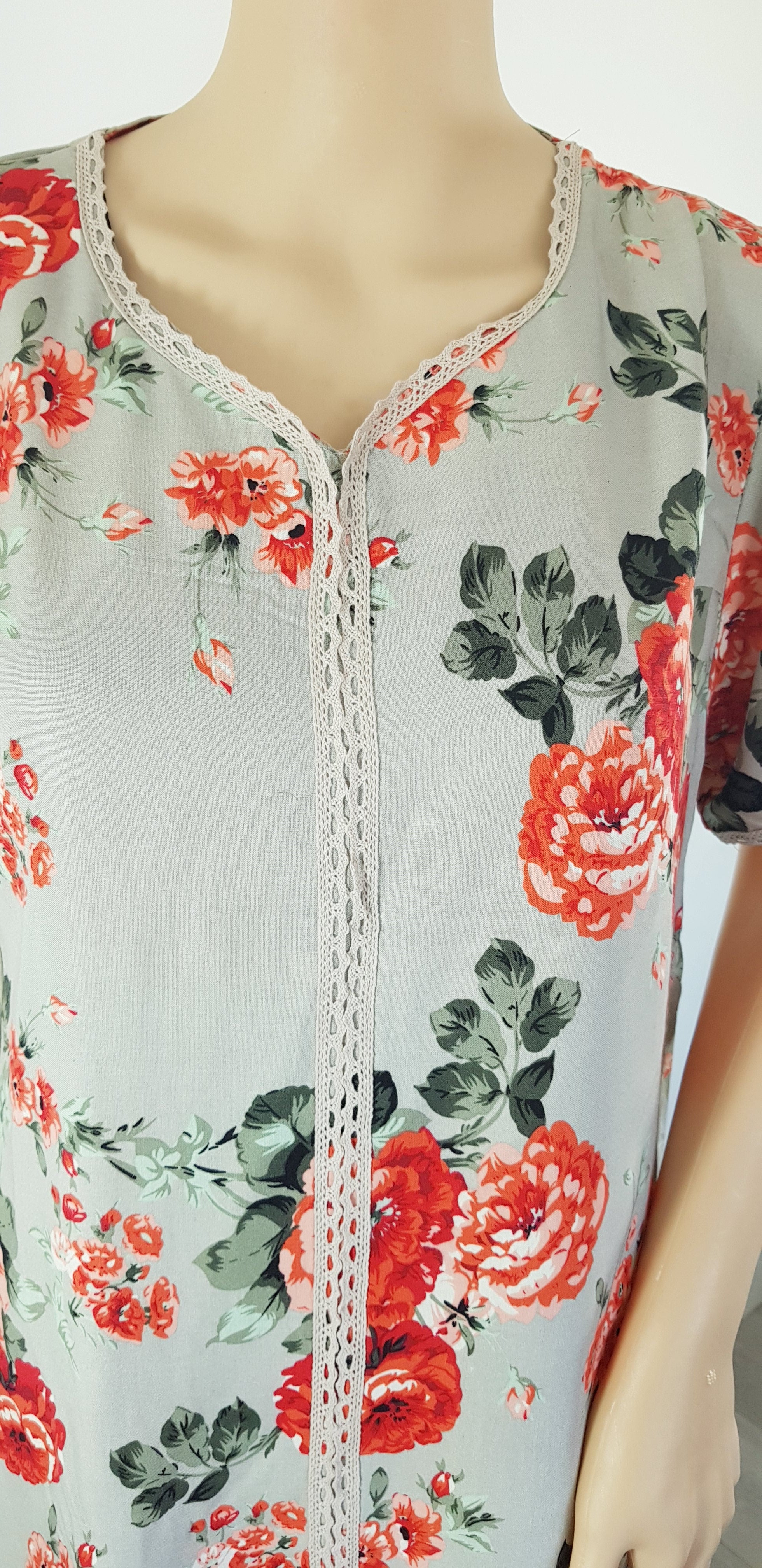 Peachy Roses - Short Sleeve maxi dress