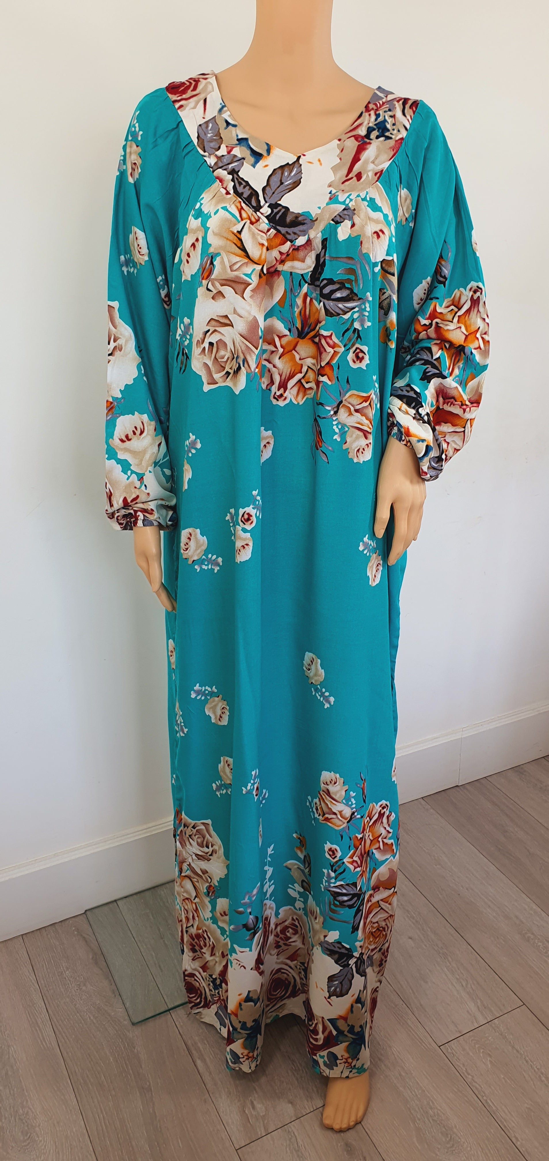 Turquoise Fusion - Long Sleeve OVERSIZED maxi dress