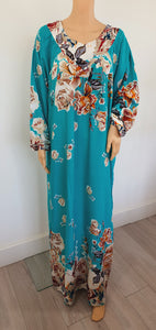 Turquoise Fusion - Long Sleeve OVERSIZED maxi dress