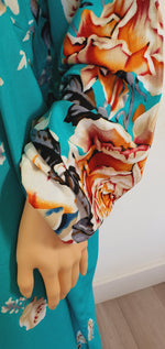 Load image into Gallery viewer, Turquoise Fusion - Long Sleeve OVERSIZED maxi dress
