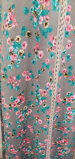 Load image into Gallery viewer, Blue and Pink Flower - Short Sleeve maxi dress
