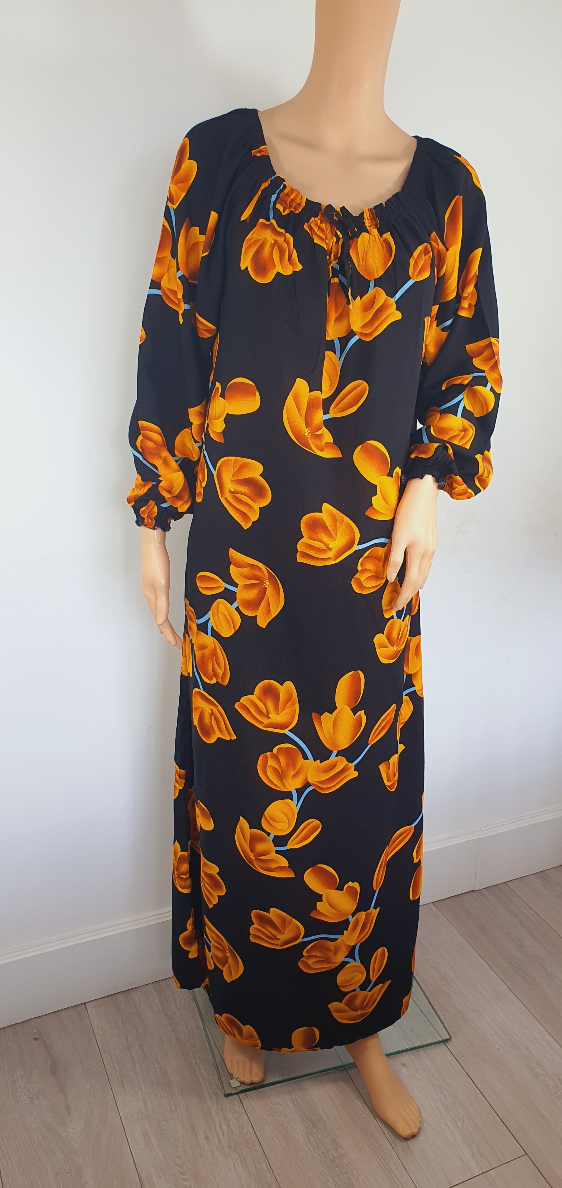 Fire Flower - Long Sleeve maxi dress