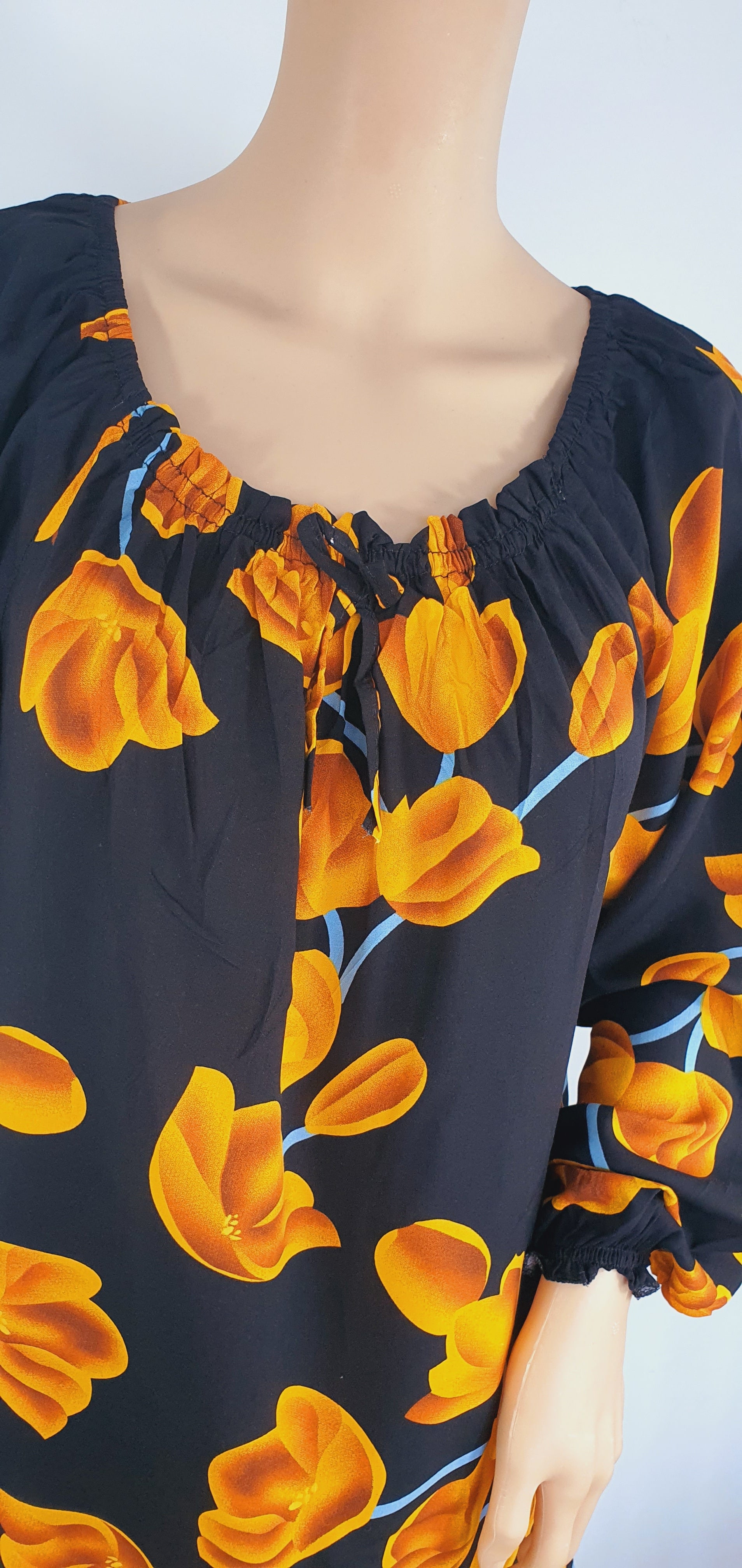 Fire Flower - Long Sleeve maxi dress
