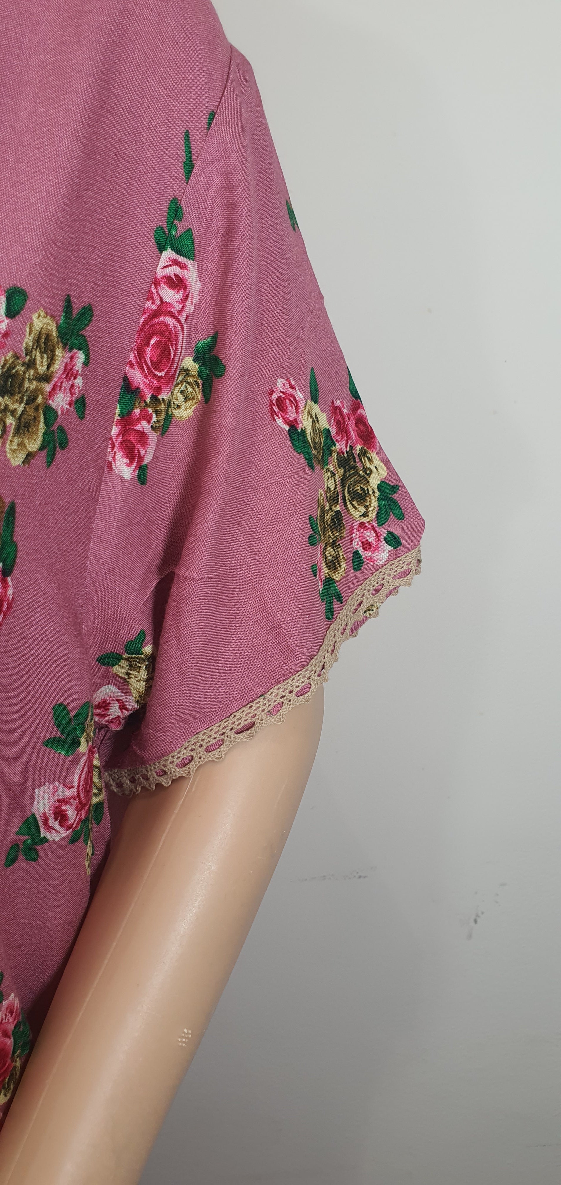 Little Pink Flowers - Short Sleeve maxi dress