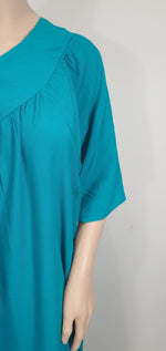 Load image into Gallery viewer, Plain Blue - Short Sleeve maxi dress
