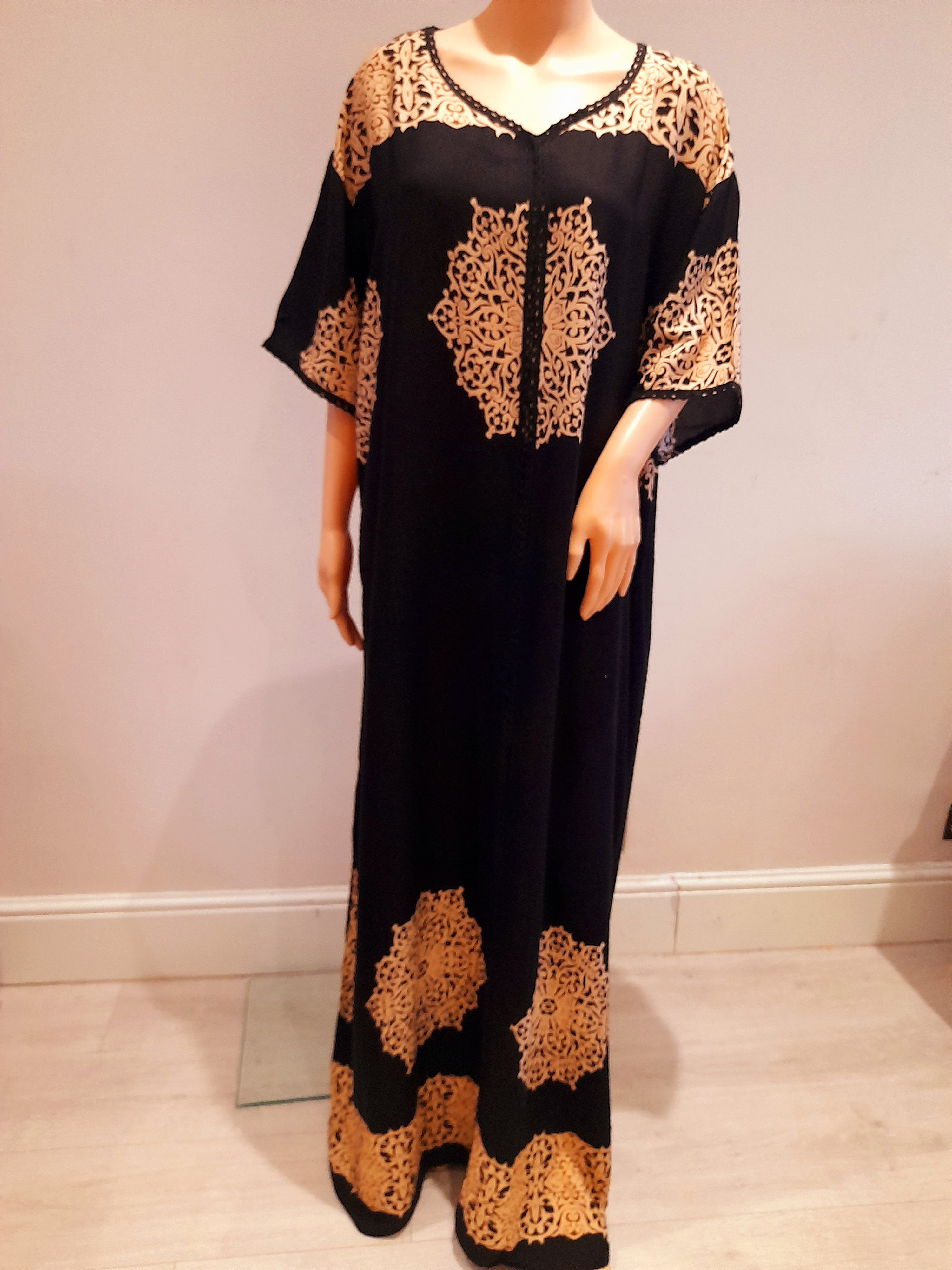 Moroccan Black - Short Sleeve maxi dress