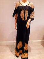 Load image into Gallery viewer, Moroccan Black - Short Sleeve maxi dress
