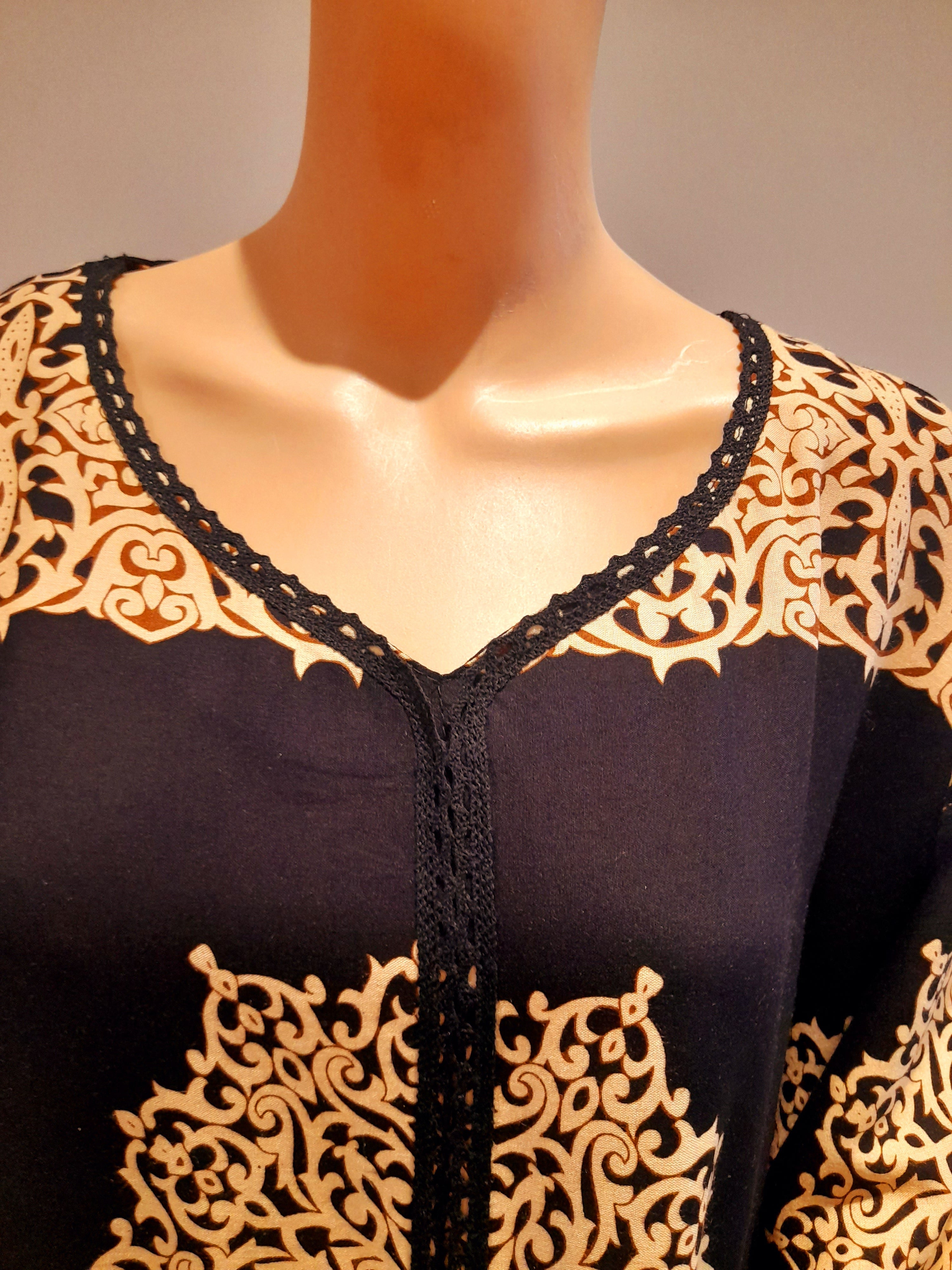 Moroccan Black - Short Sleeve maxi dress