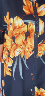 Load image into Gallery viewer, Sunflower On Black - Short Sleeve maxi dress
