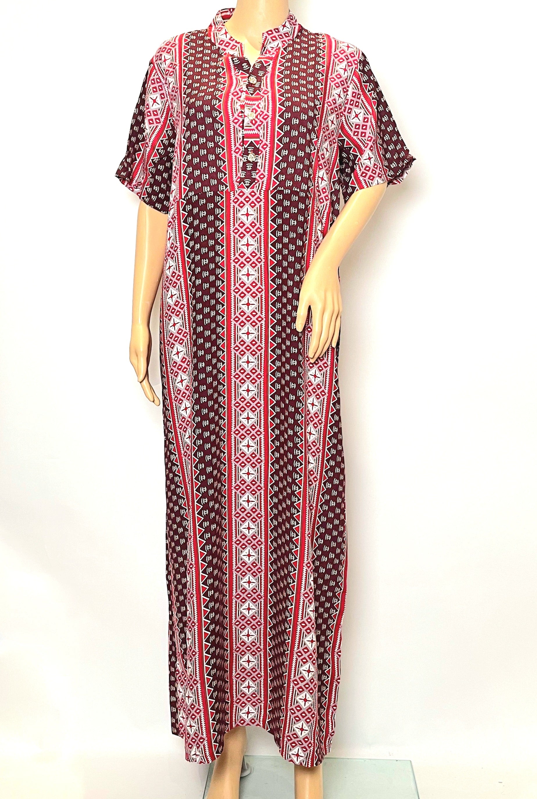 Red Hawaii - Short Sleeve - With Buttons maxi dress