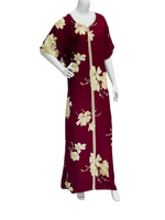 Load image into Gallery viewer, Maroon Cream Flower - Short Sleeve maxi dress
