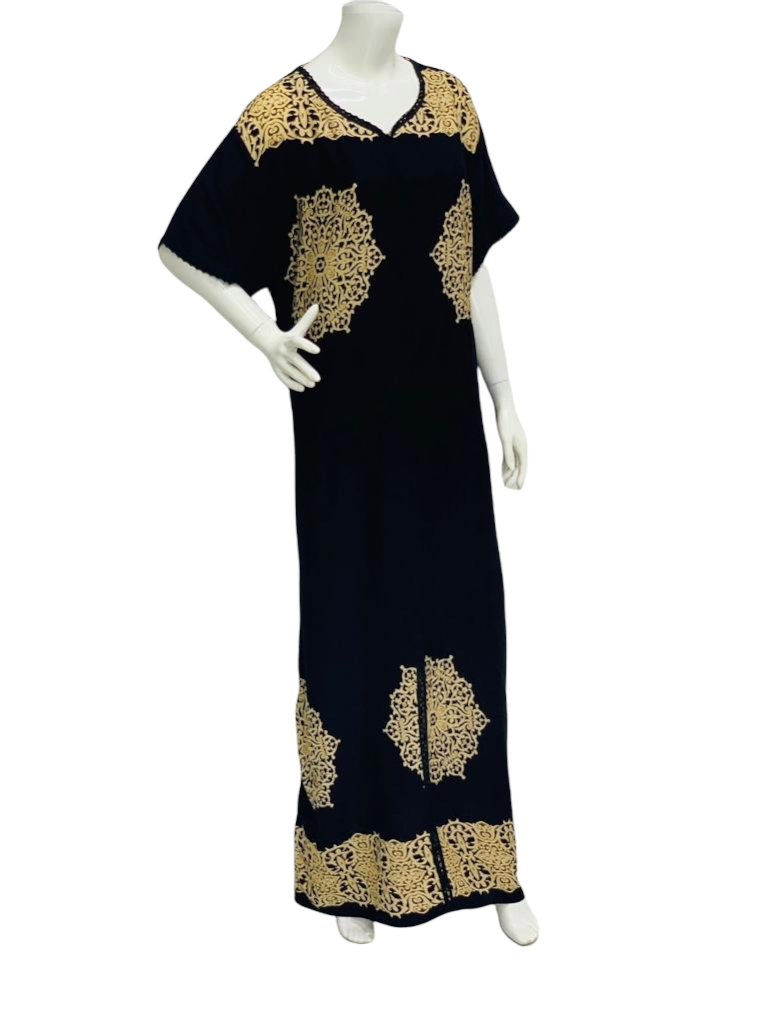 Moroccan Black - Short Sleeve maxi dress