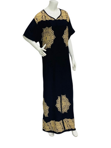 Moroccan Black - Short Sleeve maxi dress