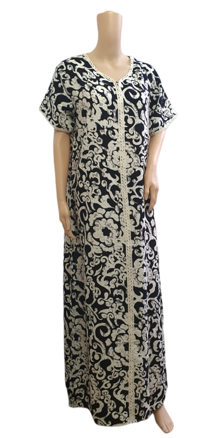 Black Swirl - Short Sleeve maxi dress