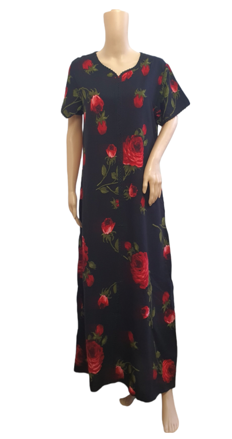 Red Roses - Short Sleeve maxi dress