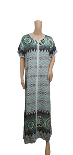 Load image into Gallery viewer, Green Fusion v2 - Short Sleeve maxi dress
