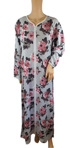 Pretty Rose Grey - Long Sleeve maxi dress