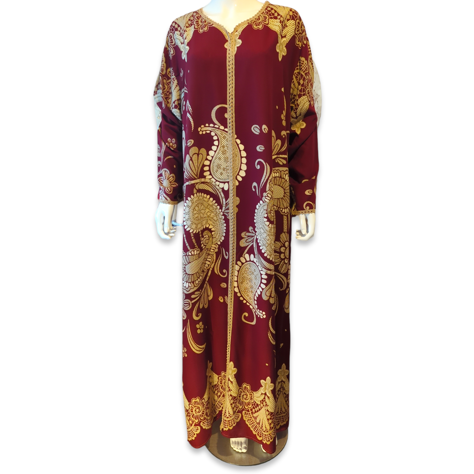 Egyptian Maroon - Long Sleeve maxi dress