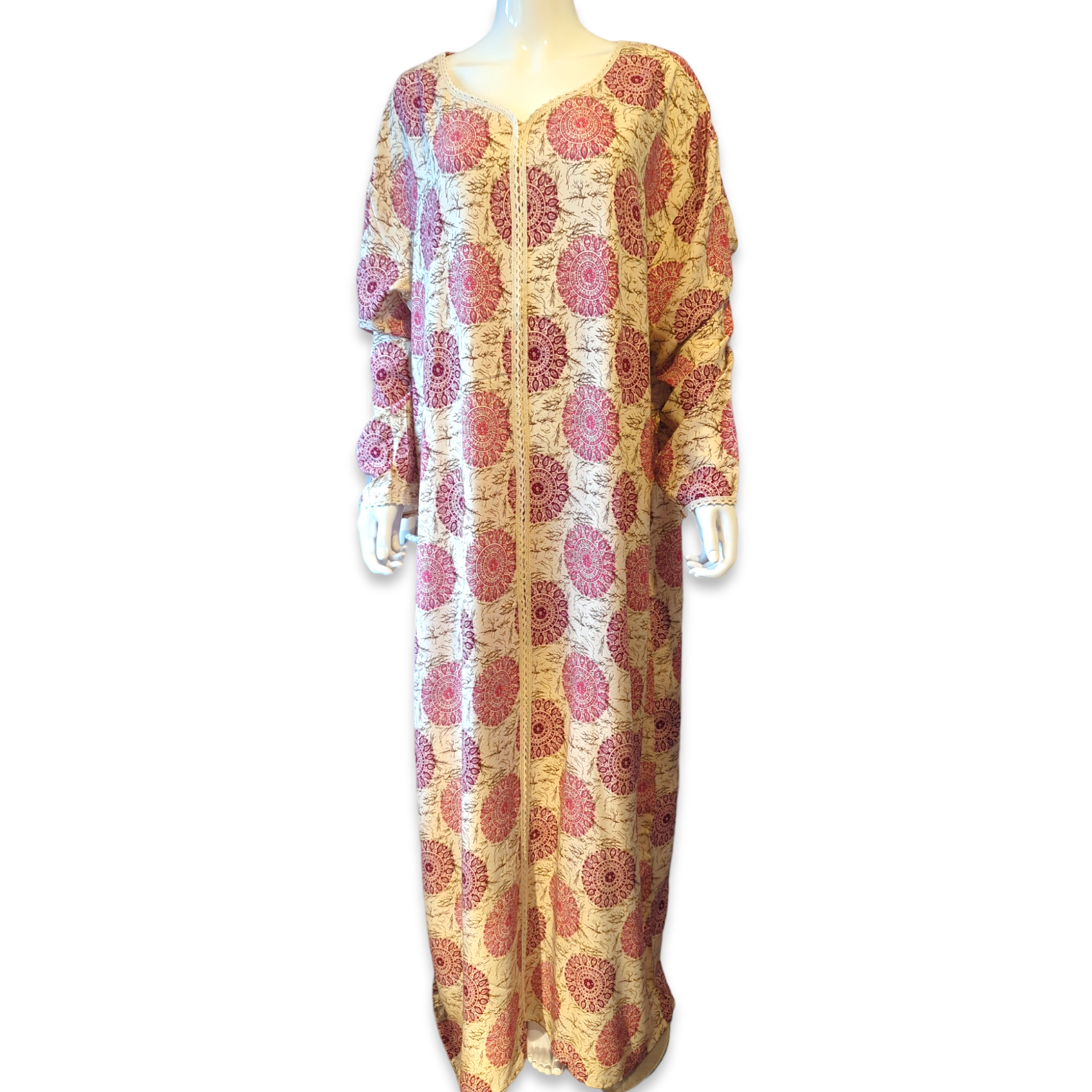 Pink Mandala -  Long Sleeve PLUS SIZE maxi dress