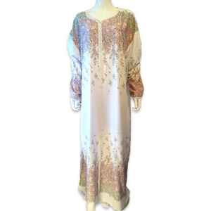 White Vines - PLUS SIZE - Long Sleeve maxi dress